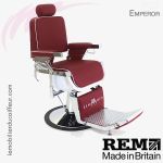 Emperor fauteuil barbier rouge avec logo REM