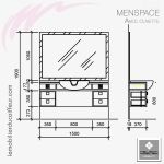 Coiffeuse Barbier | Menspace avec cuvette (Dimensions) | NELSON Mobilier